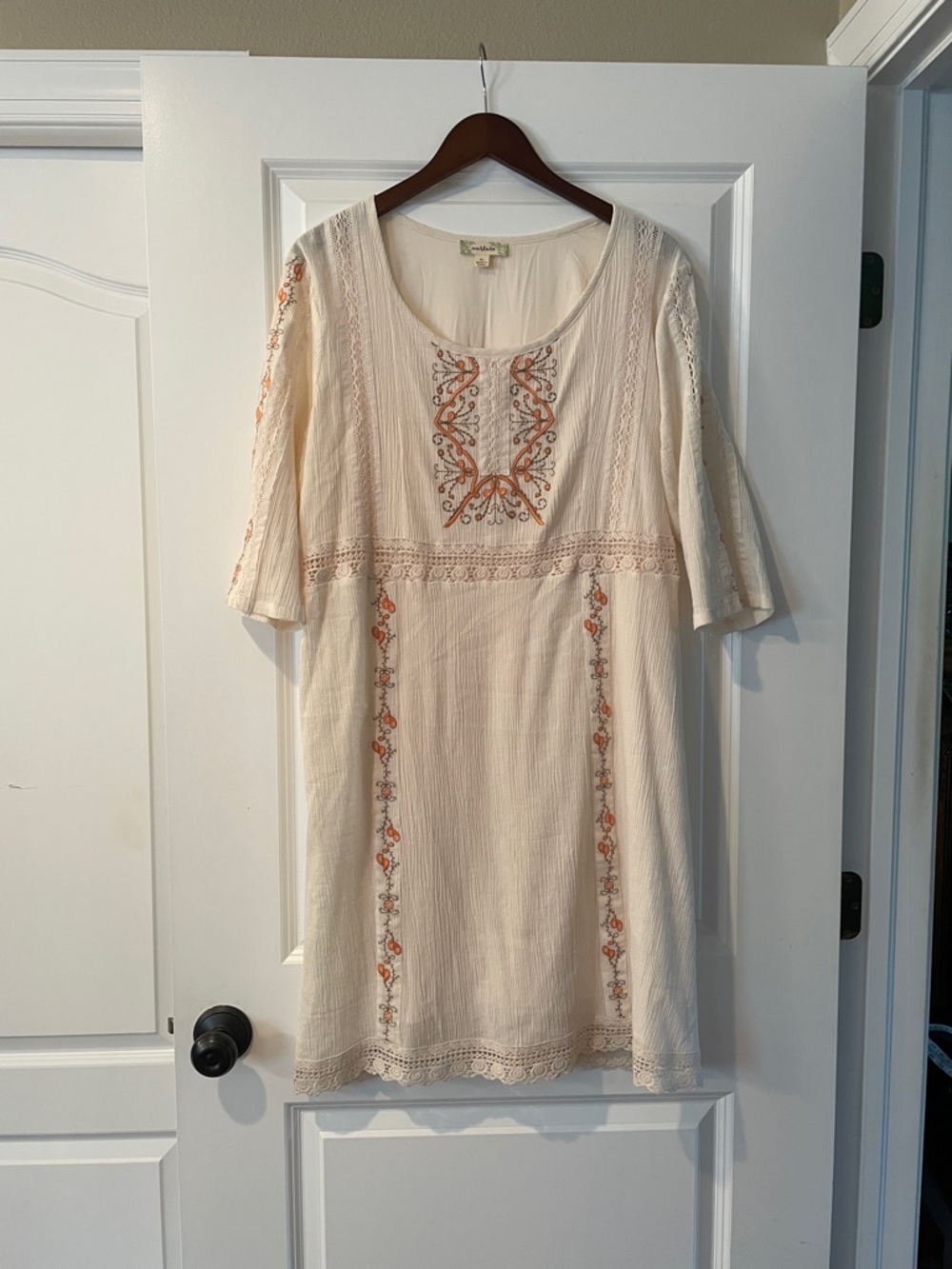 Nurture by Lamaze Cream Midi Dress with Orange Embroidery